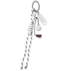 Golf Charms Keyring Keychain Bag Purse Charm Knotted Rope White Black  Silver